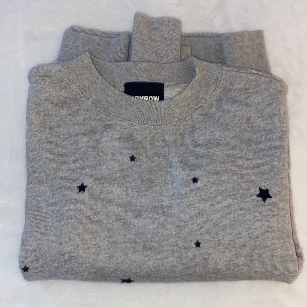 Monrow mixed grey with velvet star sweatshirt